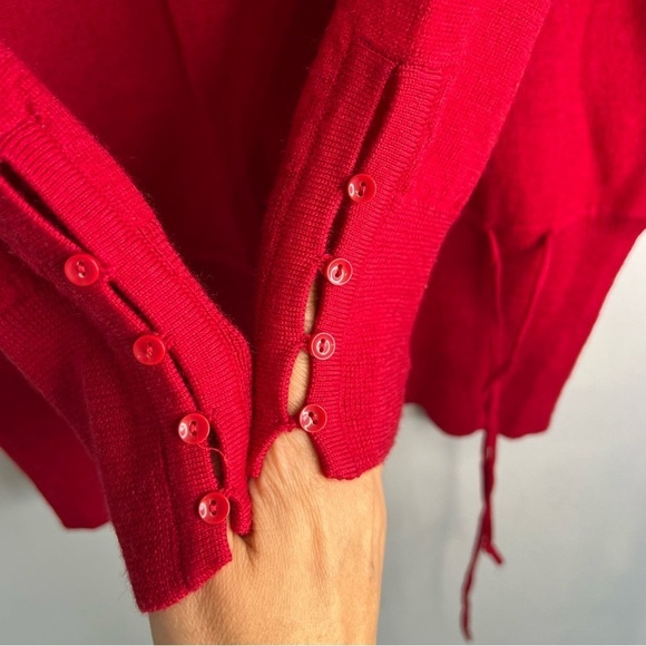 Sarah Spencer Italian Merino Wool Turtleneck Sweater Drawstring Sz L Red Casual - Picture 5 of 9